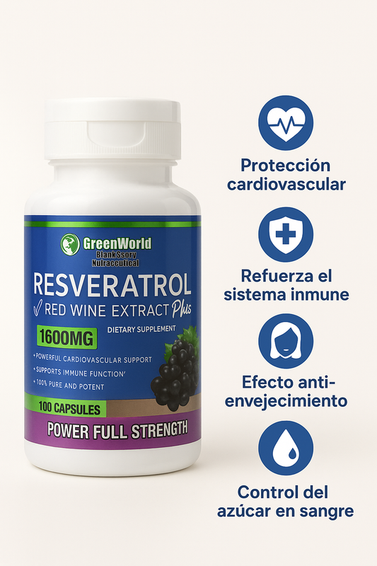 🍇 Resveratrol Plus – 1600mg 100 capsulas